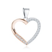 Pandantiv argint inima cu pietre placat partial cu aur roz DiAmanti Z1716CRGR-DIA